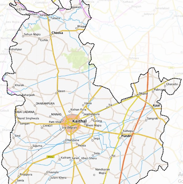Kaithal District Map showing Siwan